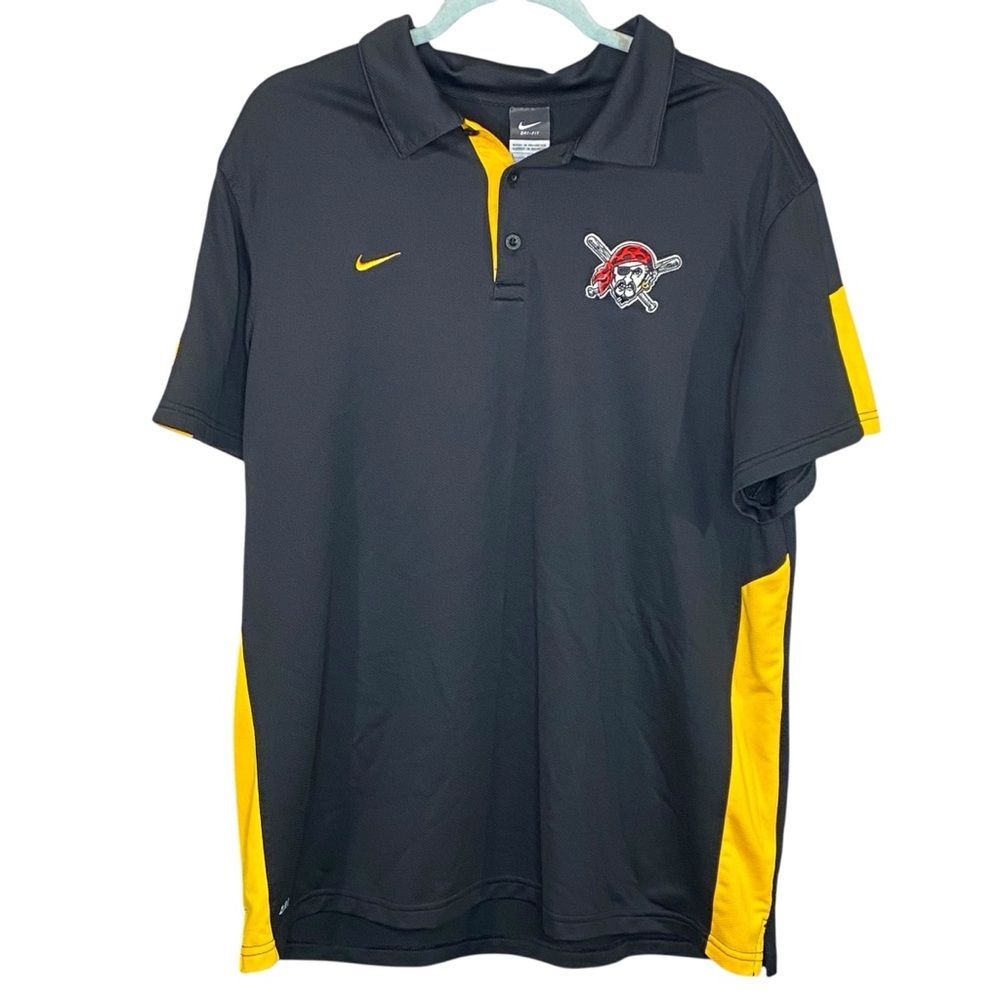 Pittsburgh Pirates Polo Shirt Authentic Nike MLB Embroidered Pirate Patch SZ LG